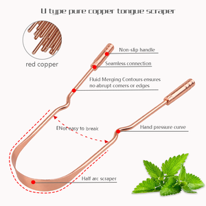 Cuidado bucal 100% raspador <span class=keywords><strong>de</strong></span> <span class=keywords><strong>lengua</strong></span> en forma <span class=keywords><strong>de</strong></span> U <span class=keywords><strong>de</strong></span> cobre puro para adultos y niños <span class=keywords><strong>limpiador</strong></span> <span class=keywords><strong>de</strong></span> <span class=keywords><strong>lengua</strong></span> - Product Image 5