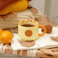 Ensemble de tasses à café en céramique avec couvercle, nouveau modèle d'automne, motif mignon de feuille d'érable, forêt d'automne, lapin mignon, renard mignon, écureuil, gland