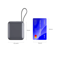 Power Bank Tipe C 10000mAh Baterai Polimer dengan Kabel Terintegrasi 22.5W, Mini Portable Power Station untuk Ponsel