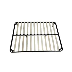 Popular Bedroom Furniture Metal Platform Bed Frame Mattress Foundation With Wooden Slats