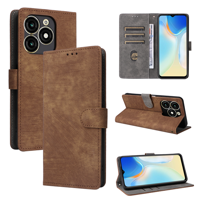 Camera Protection Leather Case RFID Blocking Card Holder Wallet Case for ITEL A70/A665L Leather Phone Case Cover Shell