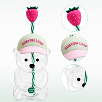 Gobelet transparent en forme d'ours de 20 oz avec couvercle, gobelet en verre Teddy Bear, gobelet en forme d'ours fraise, gobelet en forme d'ours rose, gobelets personnalisés, vente en gros