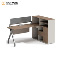 Poste de travail de bureau modulaire, durable et extensible pour 2 personnes, design moderne, panneau en bois, garantie 5 ans, design personnalisé