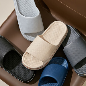 Solid Color PVC <b>Slides</b> Slipper Open Toe Anti-Slippery Indoor EVA Outsole Summer Wear - Product Image 4