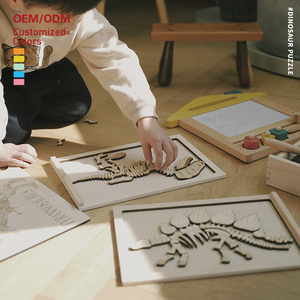 Puzzles de dinosaures personnalisables de qualité supérieure, jeu créatif pour le développement cognitif des enfants, casse-têtes OEM/ODM en bois - Product Image 1