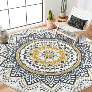 พรมทรงกลมสไตล์วินเทจไม่ลื่นล้างทำความสะอาดได้กันลื่นพรมนุ่มพิมพ์ตามความต้องการสำหรับห้องนอนห้องนั่งเล่นหอพัก - Product Image 4