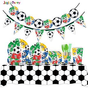 Fournitures de fête d'anniversaire sur le thème du football DAMAI, ensemble de vaisselle jetable, assiettes en papier, gobelets, serviettes, ensemble de vaisselle de football - Product Image 1