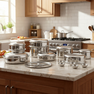 21 ชิ้น 3ply สแตนเลส 304 ชุดเครื่องครัวไร้น้ํา greaseless ทําอาหารหม้อและกระทะไข่ถ้วยสําหรับบ้านครัวทําอาหาร - Product Image 1