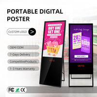 Pantalla Digital Portátil VETO, Tipo A-Frame, 32, 43, 49, 55 Pulgadas, FHD, para Publicidad en Cafés, Menús, Tiendas, Eventos y Promociones