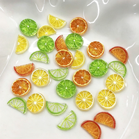 30 pièces/sac, décorations 3D en résine pour ongles, tranches de fruits de couleur unie, translucides, imitant des éclats de citron et d'orange, pour ongles à presser