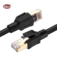 Kabel Patch Tembaga Murni IDEX Cat8 28AWG dengan Konektor RJ45 Transmisi 40Gbps 20000MHz untuk Komunikasi Ethernet LAN 3M/10FT