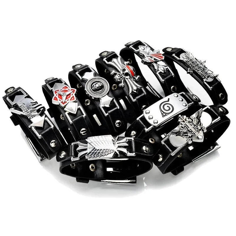 Spel Demon Slayer Armband Anime Aanval Op Titan Een Stuk Fairy Tail Black Butler Lederen Armband Vrouwen Mannen Armbanden Voor gift