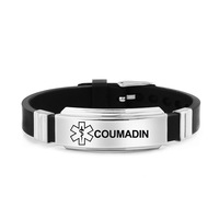 Bracelet en silicone diabétique de cadeau de nouveauté de logo médical d'étoile de vie d'acier inoxydable noir avec le ruban de sensibilisation de maladie de sucre