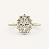 2 Karat Oval Küme Halo Tektaş Yüzük Laboratuvarda Yetiştirilmiş Elmas Nişan Yüzüğü 14K/18K Som Altın IGI Sertifikalı CVD/HPHT Özel Yapım