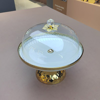 Assiette à fruits ronde de luxe créative de qualité supérieure avec bord doré en céramique, support pour dessert et gâteau, vente en gros