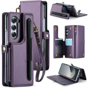 2025 nouvelle tendance S24 <span class=keywords><strong>Ultra</strong></span> S23 <span class=keywords><strong>S22</strong></span> S21 S20 coque de téléphone en cuir sans fil protégé par RFID Compatible Z pli 6 étui à cartes inclus - Product Image 1
