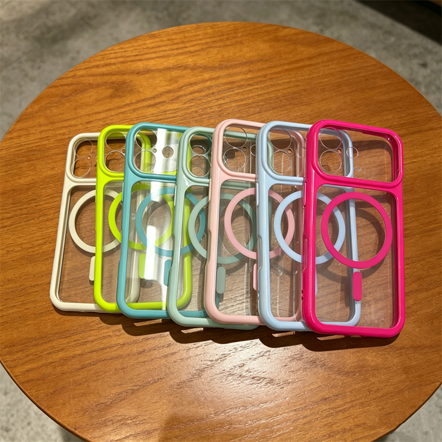 Colorful Neon Clear Magnetic Mobile Phone case for iPhone 18 17 16 15 14 Pro Max,for iphone 17 case Shockproof Candy Color
