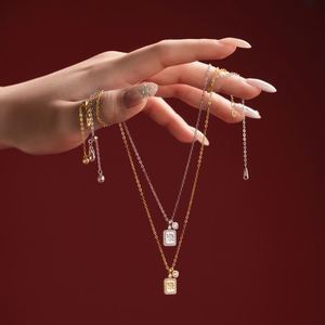 Collier Dylam Light Luxury en argent sterling 925 avec chaîne à maillons et pendentif en zircone cubique 5A avec inscription chinoise, bijoux porte-bonheur pour femmes - Product Image 2