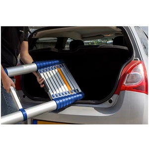Échelle télescopique pliante en aluminium Deliladder avec stabilisateurs, capacité de 300 lb, échelle rétractable pour usage en entrepôt, bleue - Product Image 6