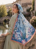 Foulard en Soie de Mûrier 100% Personnalisé OEM, 90cm, Imprimé Numérique à Motifs Géométriques et Pois, Doux pour la Peau, Vente en Gros