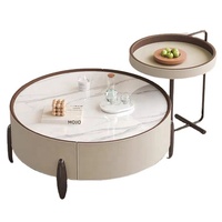 Table basse italienne à panneau rock simple Table à thé ronde combinaison maison salon lumière luxe moderne meubles simples