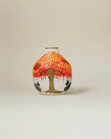 Vase à fleurs en céramique peint à la main, inspiré de Phad, avec motif d'arbre bleu et de tigres, fait main, poterie décorative, accent pour salon