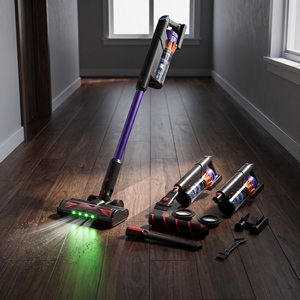 เครื่องดูดฝุ่นไร้สายแบบแท่ง 2-in-1 ชาร์จซ้ำได้ พร้อมหน้าจอ LED และแผ่นกรอง HEPA สำหรับทำความสะอาดบ้าน - Product Image 4