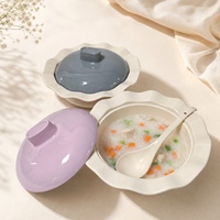 Melamin-Suppenschüssel-Set mit Deckel, gewelltem Rand, individuellem Logo, unzerbrechliche Melamin-Servierschüssel mit Löffel für Restaurant und Zuhause