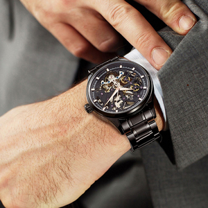 Chất lượng cao ban nhạc thép không gỉ Bộ Xương tự động phong trào xem cho nam giới trong suốt caseback Custom made Logo - Product Image 2