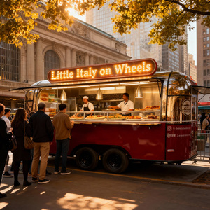 Oldschool Chất lượng cao sang trọng bánh pizza Hot Dog Burger chiên gà shawarma mì ống thực phẩm xe tải giỏ hàng với vỉ nướng hút thuốc nướng - Product Image 3