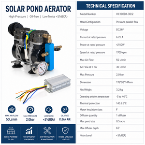 Aérateur de bassin solaire 50LPM, pompe portable avec 1 diffuseur et tuyau d'arrosage pour bassins de 0,5 acre jusqu'à 6m de profondeur - Product Image 4