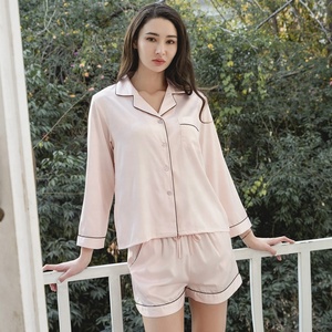 Set Pigiama in Raso per Donna <span class=keywords><strong>Camicia</strong></span> e Pantaloncini in Raso per Donna Abbigliamento da <span class=keywords><strong>Notte</strong></span> Pigiama in <span class=keywords><strong>Seta</strong></span> - Product Image 4