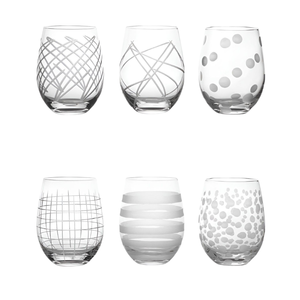 ENSEMBLE DE 6 VERRES À EAU EN VERRE DECORÉS MIXO LINE 500ML - Product Image 1