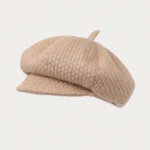 Nouvelle collection Automne-Hiver 2024 : Béret Newsboy 8 Panneaux Couleur Unie – Chapeau Tricoté Tendance pour Filles et Femmes - Product Image 2
