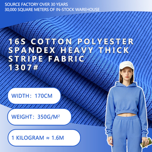 16S Cotton Polyester Spandex Thick Stripe Knitted Fabric 170cm Width 350gsm Plain Dyed For Hoodies Jogger Pants Matching Sets - Product Image 2