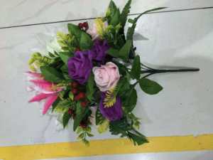 <span class=keywords><strong>2</strong></span> Juegos de Flores Artificiales para Cementerio con Jarrón, Resistentes a los Rayos UV, Rosas y Lirios de Seda, Flores Decorativas para Tumbas - Product Image 2