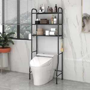 Meuble de rangement moderne sur pied en bambou naturel universel pour salle de bain, à placer au-dessus des toilettes, avec étagère d'organisation et <span class=keywords><strong>fixation</strong></span> anti-basculement - Product Image 3