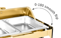 Promotion Exceptionnelle Plat de Service Chauffant de Luxe pour Hôtel 9L, Ensemble Réchaud Buffet Doré, Marmite Chafing Dish