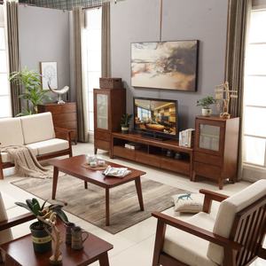 Ensemble de canapés en tissu et bois de style nordique moderne et simple, adapté au salon - Product Image 2