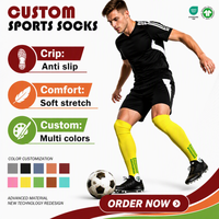 Chaussettes de football antidérapantes personnalisées avec logo OEKO-TEX GOTS, chaussettes de compression longues jusqu'au genou en tricot épais