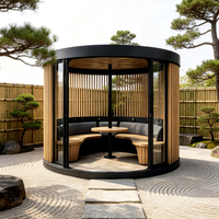 Pergola Cylindrique Extérieure Villa Préfabriquée Conteneurisée Structure en Acier Léger Modulaire Conception Circulaire Atelier Utilisation Centre Commercial