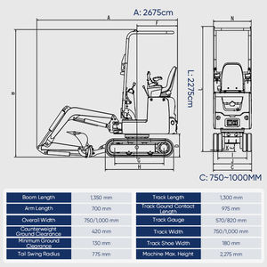 Fabriek Direct Alt Ewj 12 H Versie Mini Elektrische Graafmachines 1000Kg Machine Nieuwe Crawler Digger Mini Graafmachine Motor Te Koop - Product Image 3