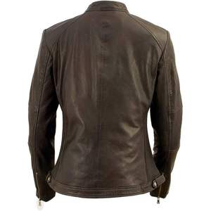 2025 Women's <b>Vintage</b> SFL2813 Moto Style Leather <b>Jacket</b> Black Fashion Auto & Motorcycle <b>Racing</b> Wear - Product Image 5