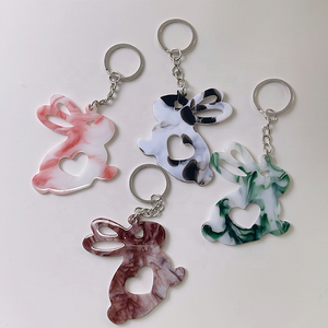 Cute Acrylic Little Rabbit Heart-Shaped Light Keychain-Durable & Eco-Friendly Women's <b>Bag</b> <b>Gift</b> - Product Image 1