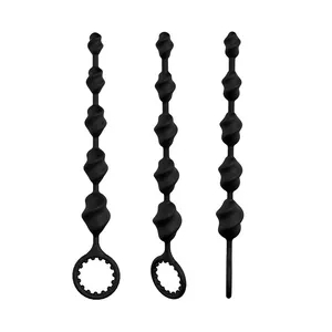 Safe Silicone Anal Chain Link with 5 Balls and Safe O Pull Ring Anal Butt Plug for Men Women