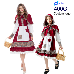 Costume da Cappuccetto Rosso per Adulti, Abito con Cappuccio per Ruolo di Cameriera in Ambientazione Rurale - Product Image 1