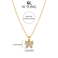 Collier pour femme en cuivre et zircon, motif papillon, bordure en forme de pétale, léger, minimaliste, chic, longueur réglable, idéal pour une soirée romantique