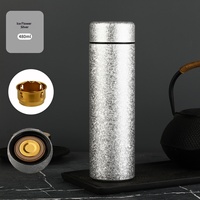 Gobelet isotherme en titane avec infuseur, motif fleur de glace – Luxe, léger, portable, idéal pour la préparation du thé à la maison ou au bureau, 6-12