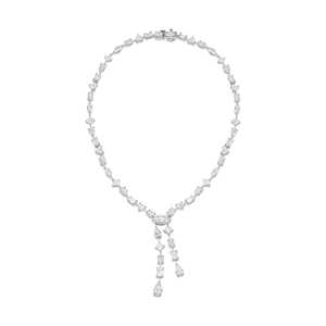 Collier de luxe en or blanc 14 carats de qualité supérieure avec diamants taillés combinés pour femme ou pour mariage, disponible en gros - Product Image 4