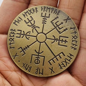 Runa vikinga y Cthulhu Mythos Moneda de doble cara WJB32 Solomon Sun Seal bronce antiguo chapado oculto coleccionable - Product Image 2